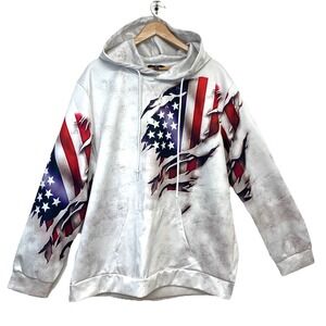 Ouku American Flag Graphic Hoodie Sweatshirt Men XXL  2XL Patriotic Outdoor